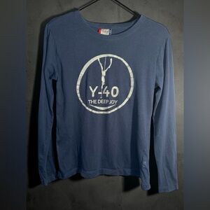 Navy Long Sleeve Y-40 Deep Joy Graphic Tee from Italy.